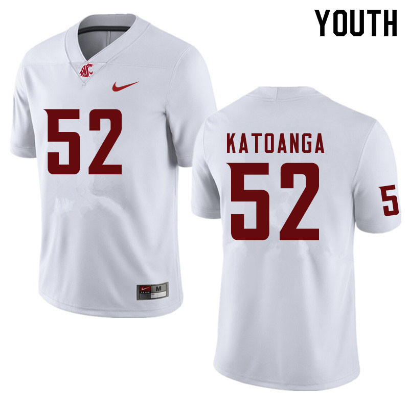 Youth #52 Rocky Katoanga Washington State Cougars College Football Jerseys Sale-White